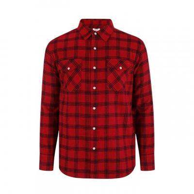 Mens Check Plaid Long-Sleeved Shirt