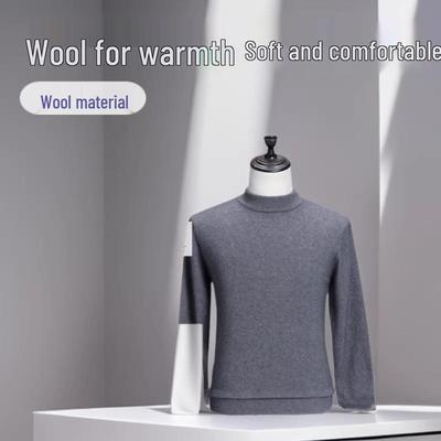 Men's Thick Cashmere Wool Sweater - Loose Fit, Round/Half-High Neck Pullover