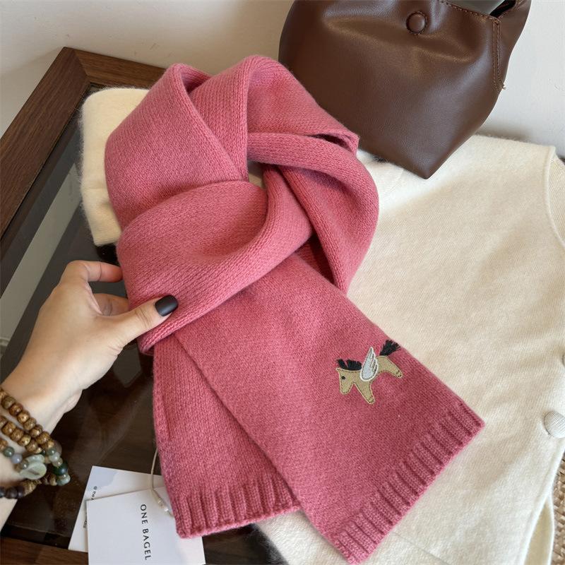 New Year's Anchor Red Woolen Scarf Women's Autumn and Winter High Quality Thick Warm Knitted Scarf Christmas Gift