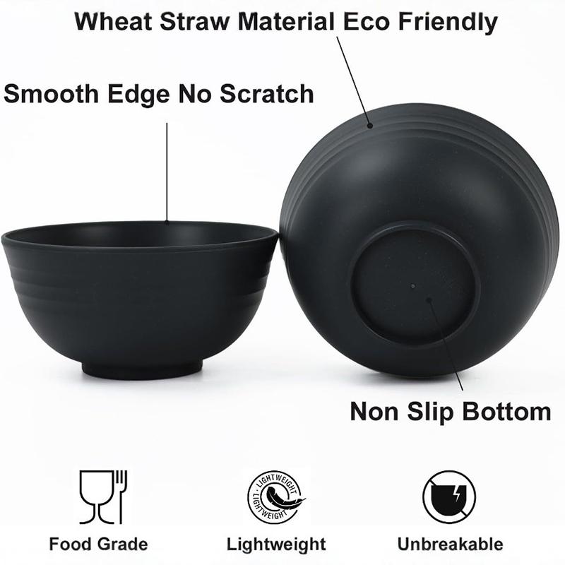 Eco Wheat Straw 12pcs Dinnerware Set Unbreakable Plates Bowls Reusable Plastic Tableware Lightweight for Family Gathering Party Use
