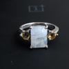 Natural Moonstone Citrine Ring Solid 925 Sterling Silver Birthstone Jewelry Statement Ring