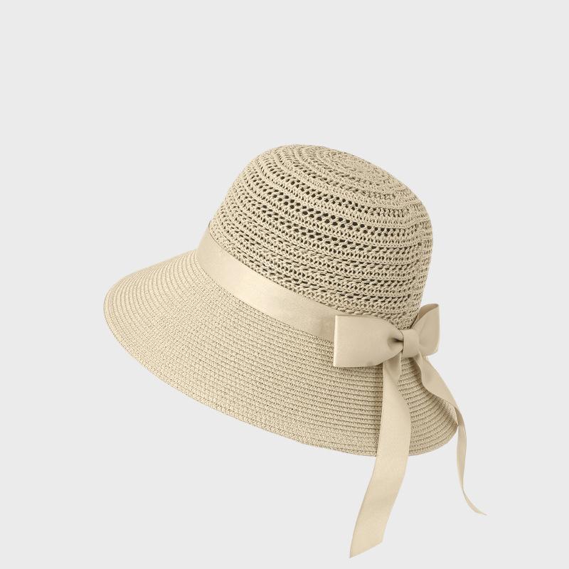 Summer Straw Sun Hat Women's Bow Outdoor Seaside Vacation Sunscreen Hat