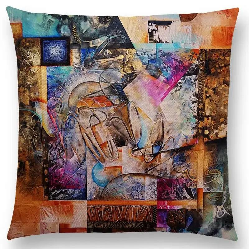 New Gorgeous Abstract Art Painting Mysterious Color Vortex Fantasy Geometry Retro Cushion Cover Car Sofa Throw Pillow Case
