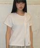 RONRON Side Ribbon Tie Wrap Short Sleeve T Shirt White