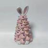Easter Decoration White Pottery Rabbit Figurines Led Glowing Animal Ornament Rabbit Tree Crafts for Easter Party Decor