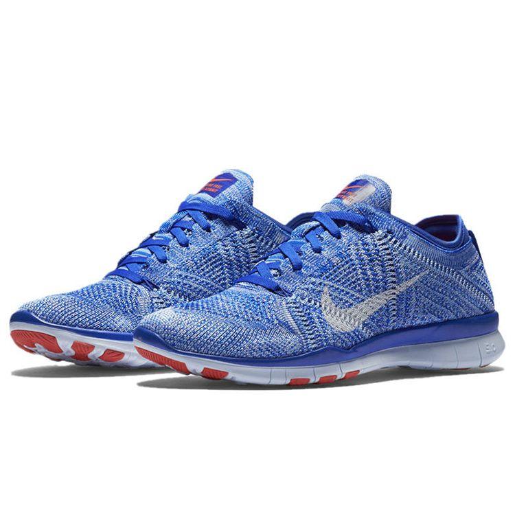 Nike Free Tr Flyknit Round Toe Lace-Up Low-Top Training Shoes Women Sneaker Blue 718785-403