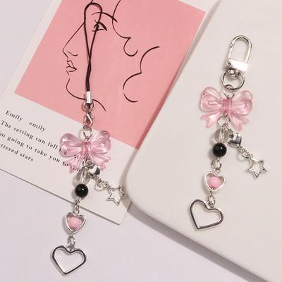 Porte-clés gothique Y2K avec pendentif en forme de cœur et d'étoile pour téléphone, accessoire mignon pour filles et femmes