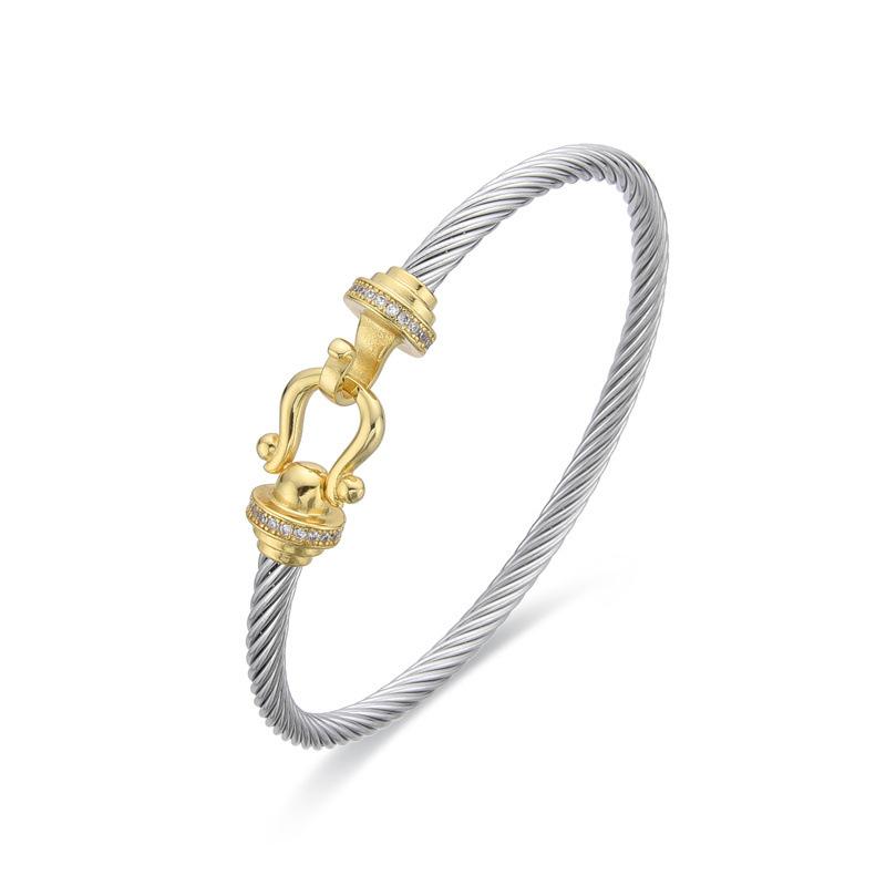 Popolare in Europa e America Bracciale con Apertura a Filo Intrecciato Micro-intarsiato, Bracciale in Filo di Perle Intrecciato Oro e Argento 2026