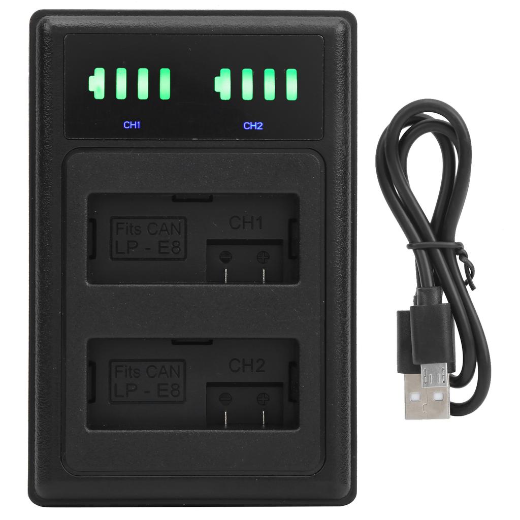 Doppelladestation Schnelllader Micro TypeC LCD-Anzeige für LPE8 Kameraakku
