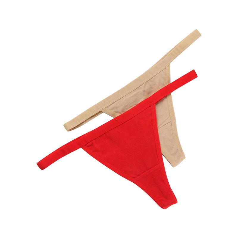 Women's Cotton Thong Panties - Sexy Solid Color T-Back Underwear