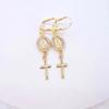 Retro Rhinestone Cross Eardrop Relief Rhinestone Earrings New Punk Style Earrings