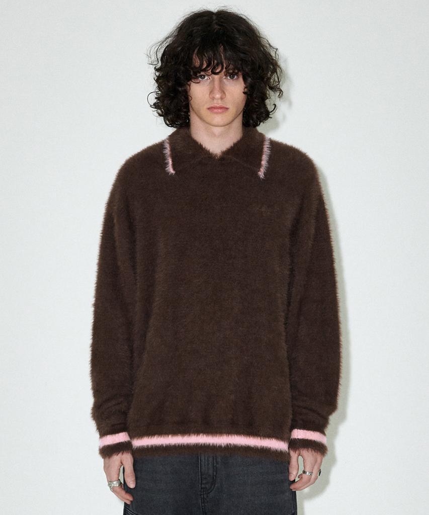 MAHAGRID Hairy Collar Knit Brown(Mg2Efmk642A)