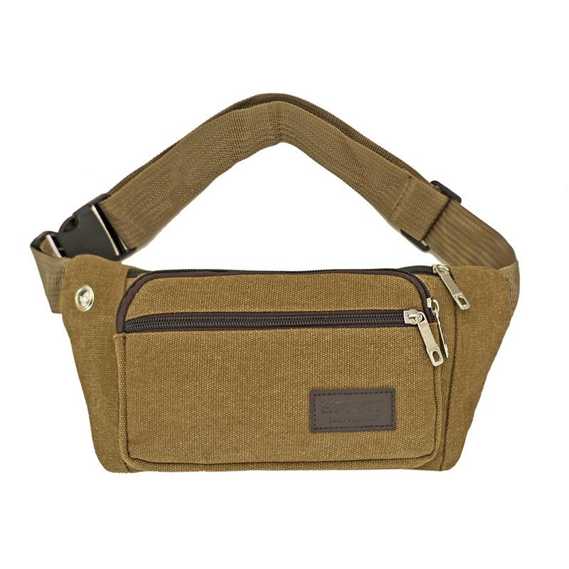 Men S Canvas Crossbody Bags Multifunctional Multi-Pockets Storage Bag Chest Shoulder Bag Large Capacity Waist Bag Chest Pack кофейный