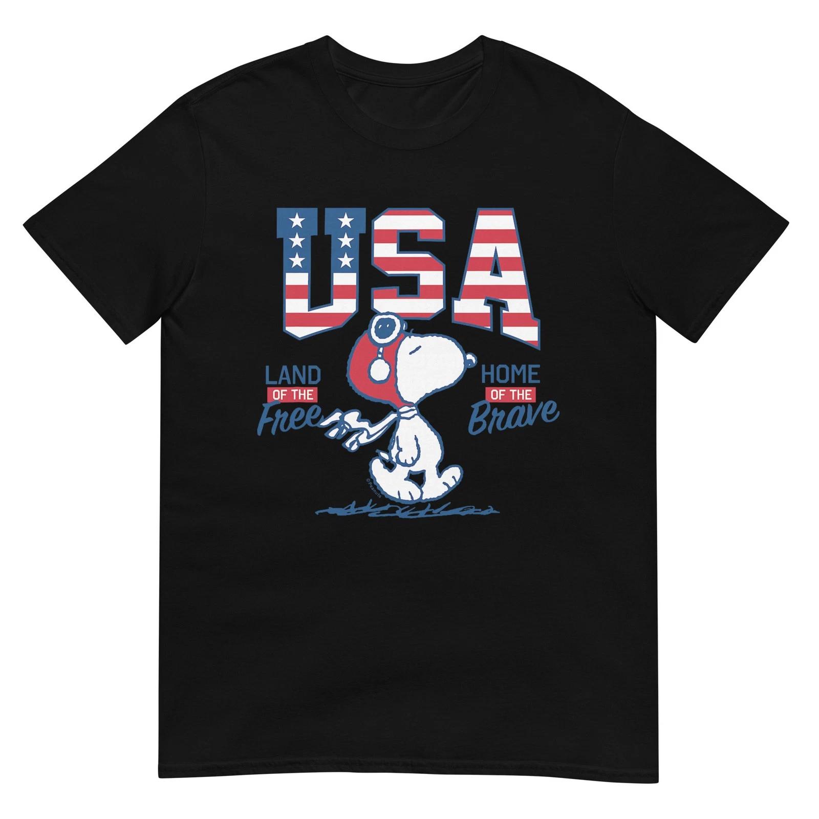 Peanuts - USA Snoopy Free Brave T-Shirt L