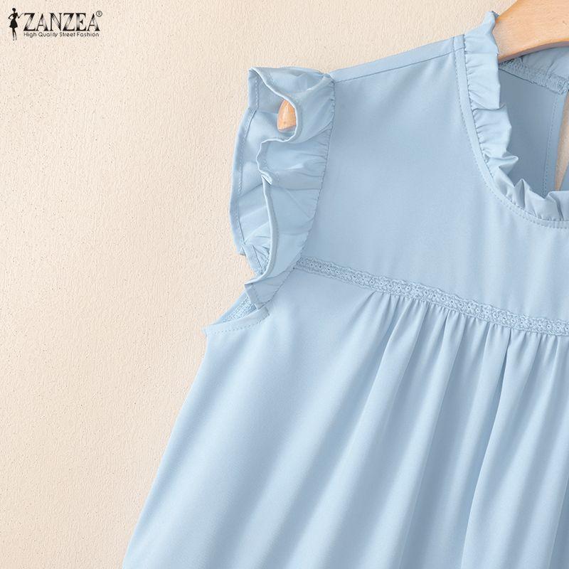 ZANZEA Canottiere Casual da Donna Girocollo Monocolore Ampi Senza Maniche