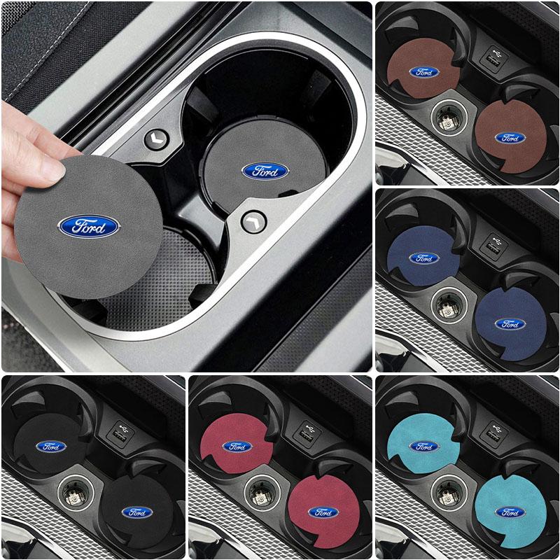 

Значок Подставка под стакан для автомобиля Водонепроницаемая Нескользящая Защищающая от проливания Подставка для Ford Focus Mondeo Kuga Fiesta MK7 Escort Explorer Edge 2 4 MK2 MK4 2pcs чёрный