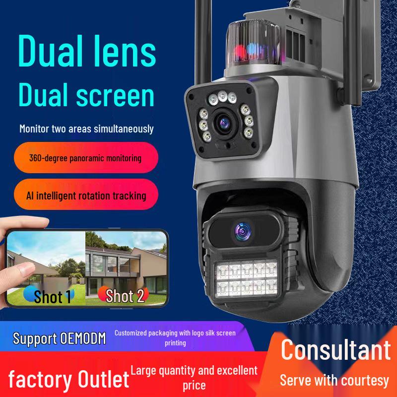 v360 Ultra HD WiFi Outdoor Surveillance Camera with Dual-Lens, Dual-Screen, Night Vision, and Waterproof Features