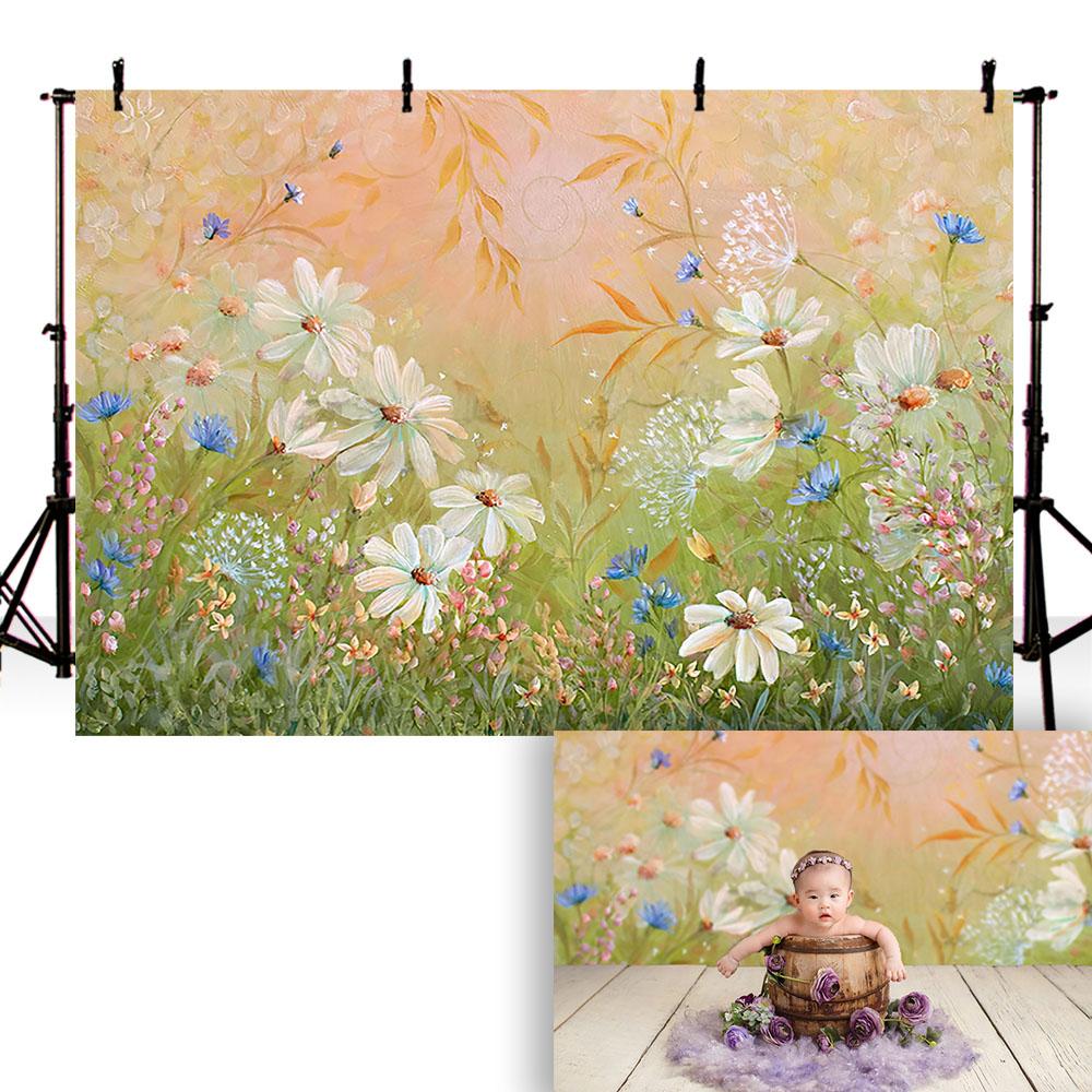 Newborn Floral Backdrop for Photography Children Baby Birthday Portrait Abstract Flower Photo Background Little Girls Photocall