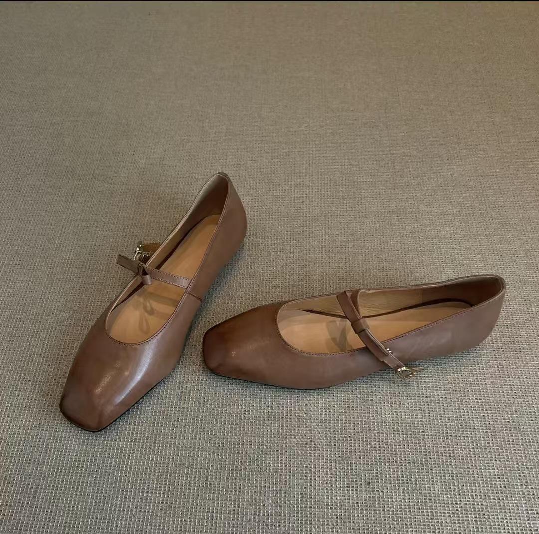 

Версия из овчины~ Французские кожаные туфли-лодочки, женственные туфли Мэри Джейн с квадратным носком, женские кожаные туфли-лодочки с бантом и неглубоким носком 40 темно-коричневого