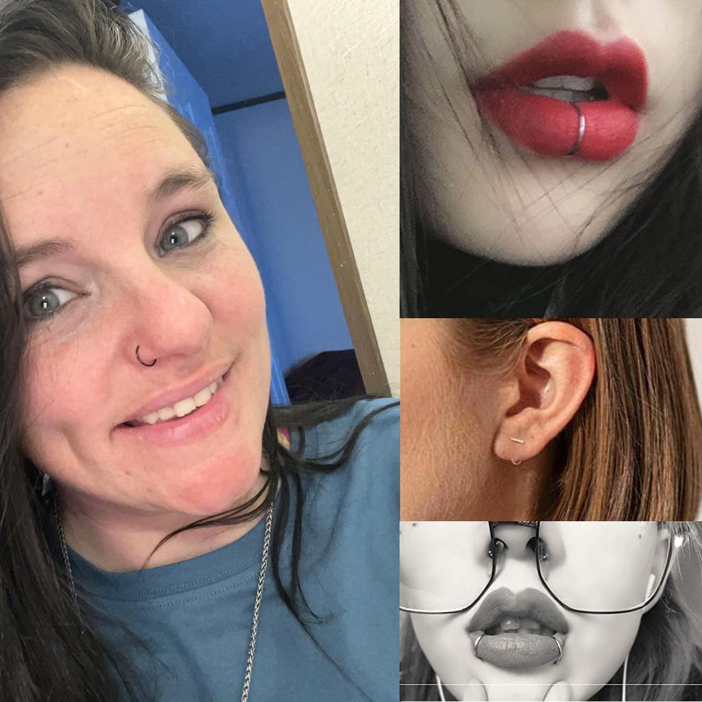 Piercing do wargi na klips 18G Stal nierdzewna Hipoalergiczny Punk Bez przekłuwania Pierścień do warg Pozłacany Kolczyk do chrząstki ucha Conch Cuff