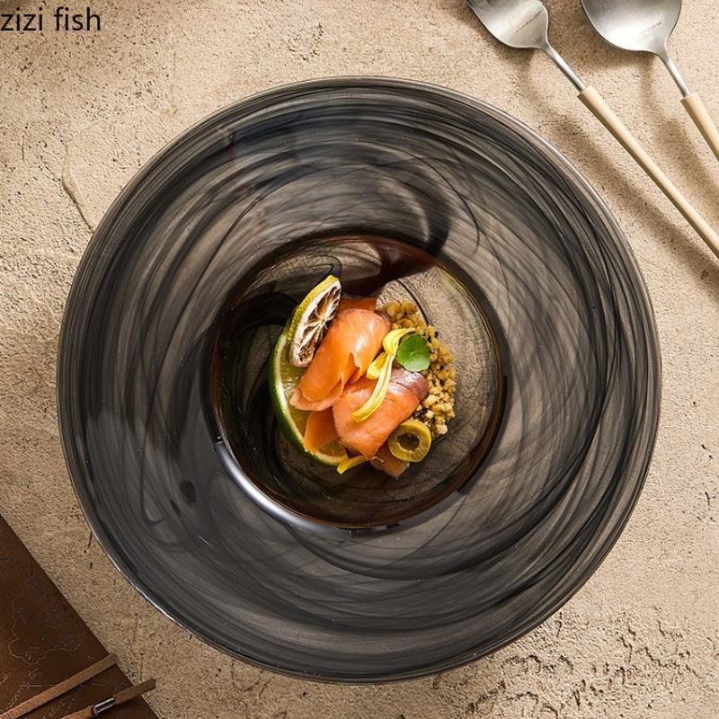 Glass Straw Hat Plate Dining Plates Fruit Dish Salad Bowl Pasta Dish Dessert Bowl Sashimi Plate Serving Plates Dim Sum Dishes