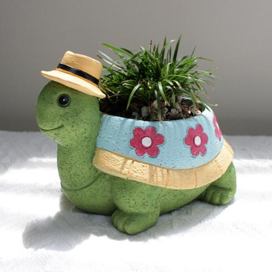 Turtle Plant Pot Decoration High Durability Waterproof Cartoon Cute Turtle Animal Succulents Holder Resin Flower Pot