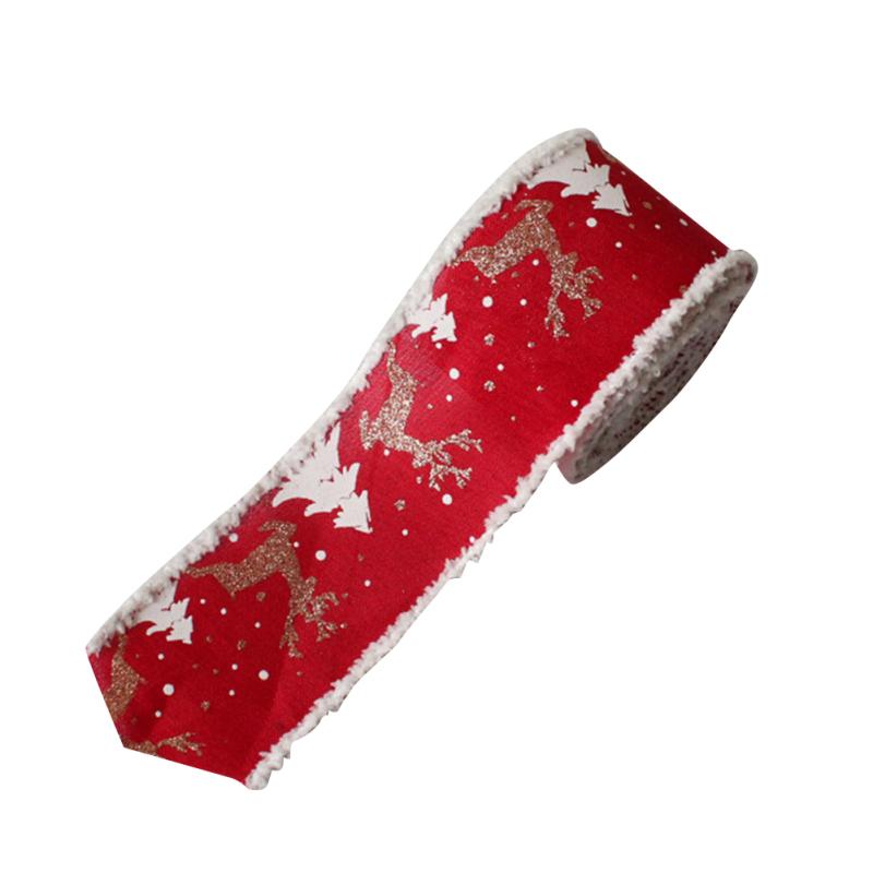 Jultryckt DIY-band Tre färger Älg Julgransband Kransrosett Hantverksband