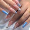 Blue Long Style Wearable Nail Art Tips and Stickers