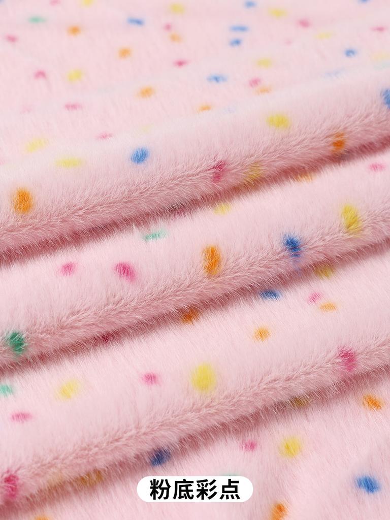 0.5/1/2 Yards Faux Fur Dot Printed Fabric for Sewing Cotton Dolls Warm Hats Plush Toys Decorative Cloth Handmade DIY Fabrics