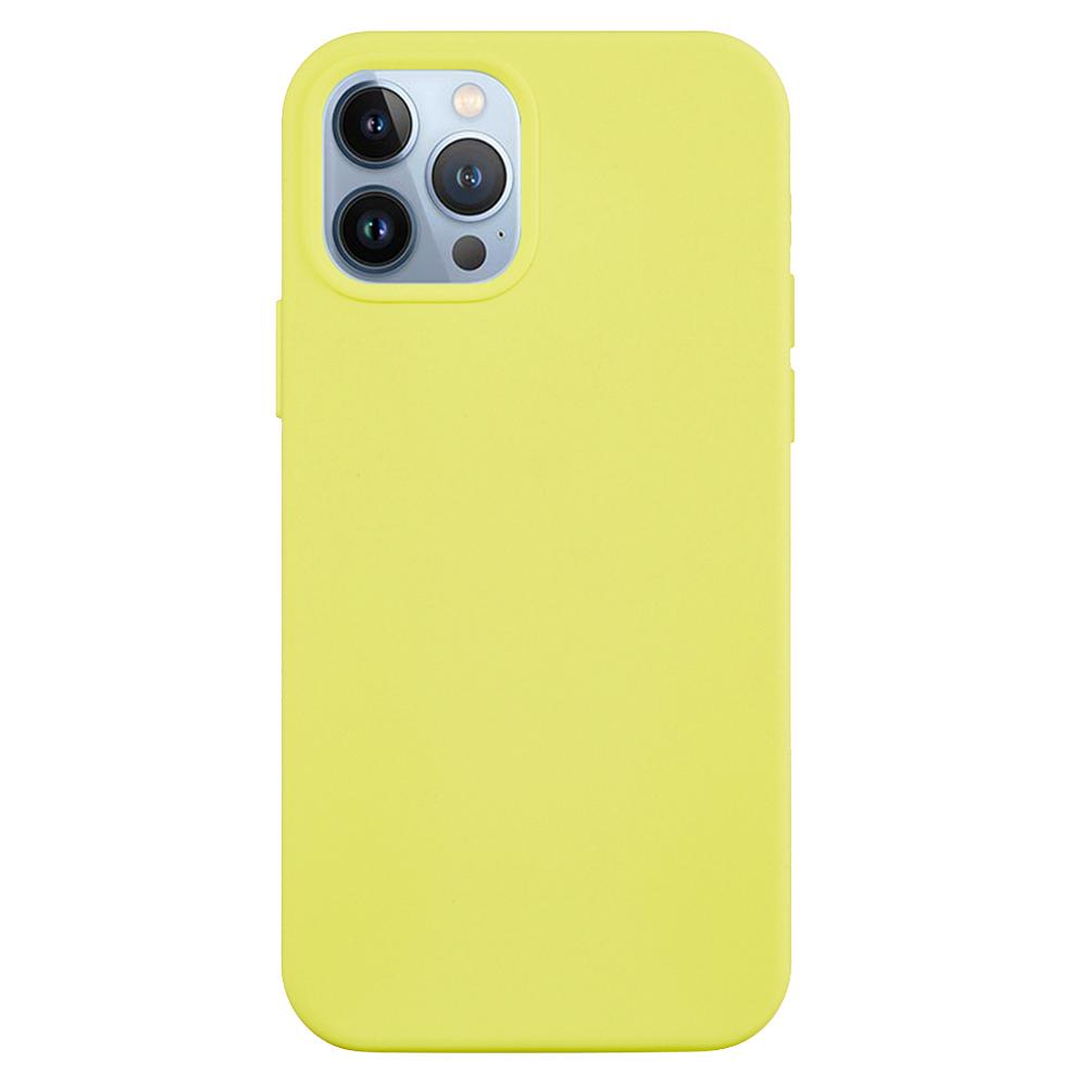 

For iPhone 15 Pro Max Liquid Silicone Soft Lining Back Cover Anti-drop Phone Case Yellow