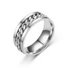 Fashionable and unique multi-purpose stainless steel ring with rotating chain finger ring accessory