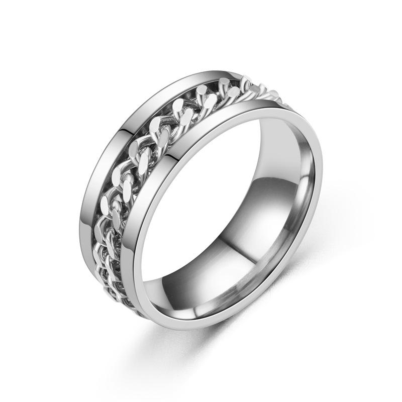 Fashionable and unique multi-purpose stainless steel ring with rotating chain finger ring accessory 6
