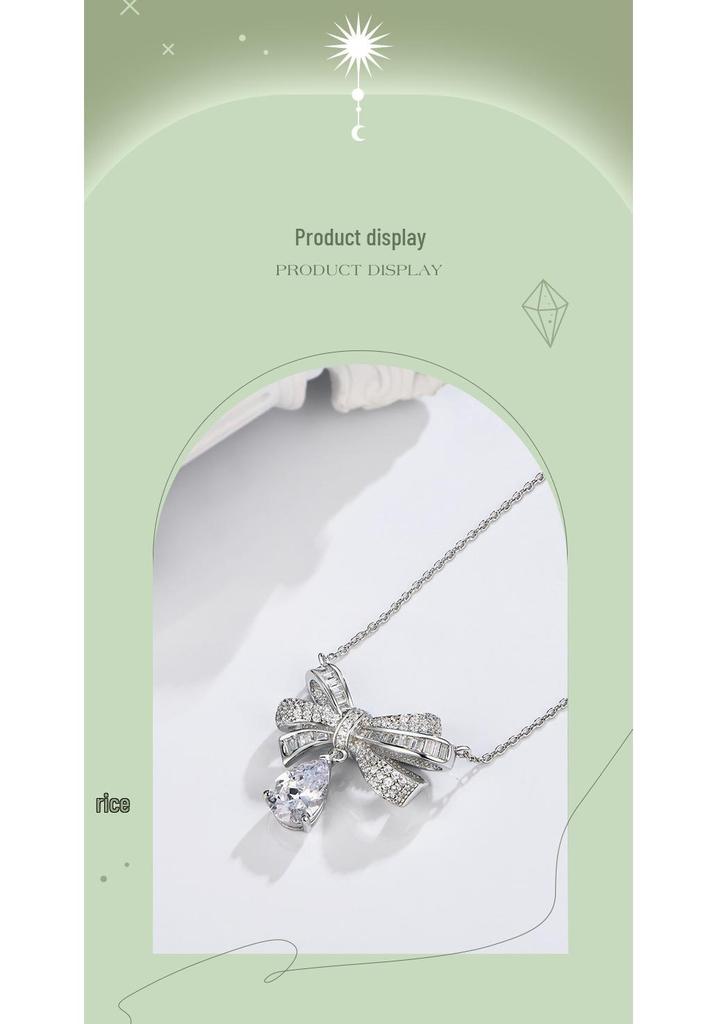 Elegant Bow Tie Diamond Necklace for Women - Versatile Spring/Summer Jewelry with a Unique Design