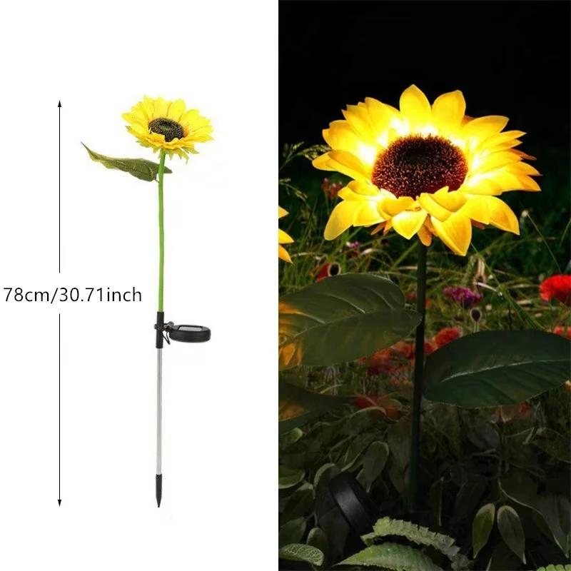 Solar LED Simulation Sunflower Light 1/3 Head Outdoor Waterproof Lawn Night Lights Landscape Lamp Home Decoration Patio Lighting