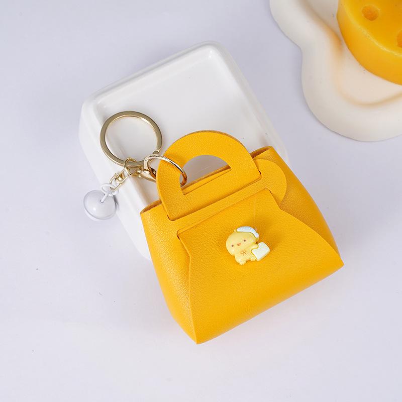 Korean Cartoon Couple Keychain Bag: Cute PU Charm & Earphone Holder Gift Pendant