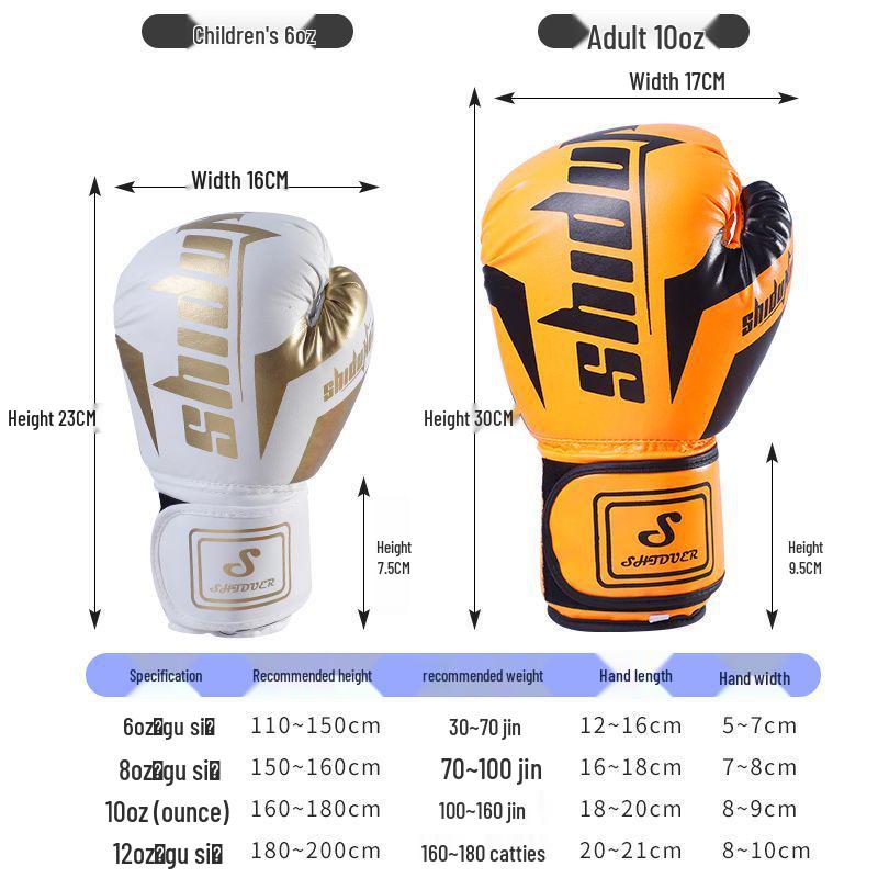 Dospělé profesionální boxerské a muay thai rukavice pro muže, ženy a děti - Sanda a tréninkové rukavice na boxovací pytel.