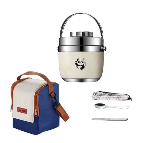 

Vacuum Insulated Soup Jar, 1300ml Wide Mouth, Lunch Jar, Bento Box, with Dedicated Bag, Easy to Carry, Stainless Steel, Keeps Food Hot or Cold, Wide M