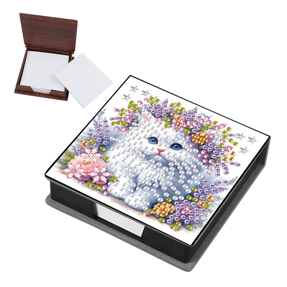 Flowers Diamond Painting Notecard Box Gem Art Sticky Note Holder Gem Painting Memo Pad Holder Mosaic Kit for Adults Beginners