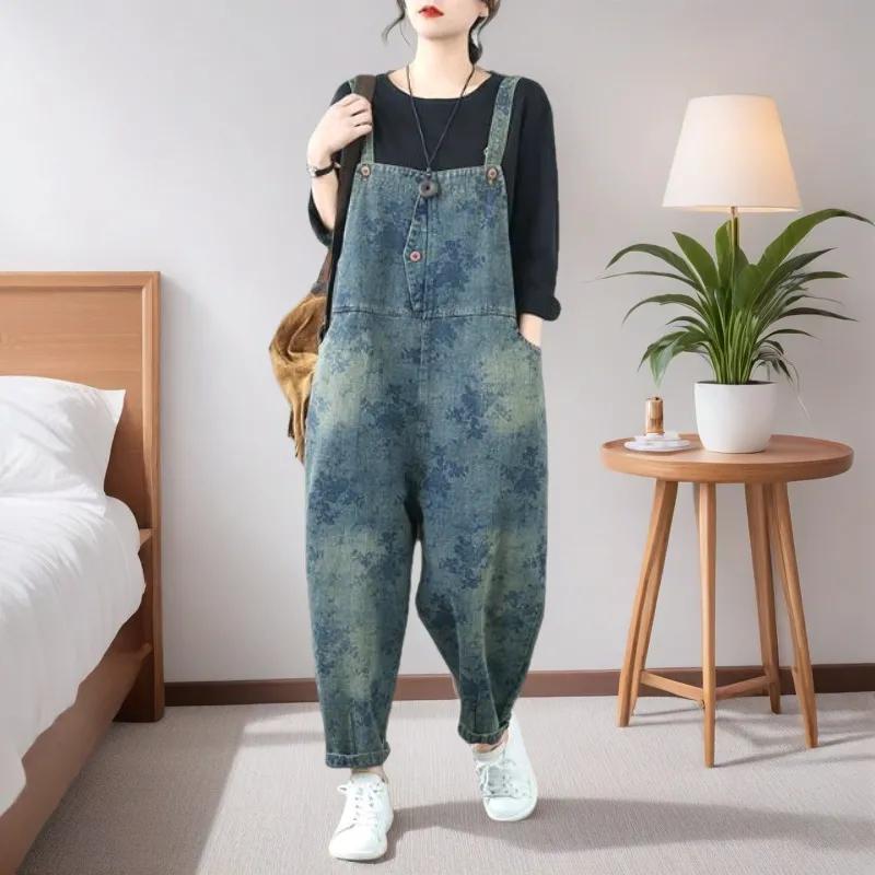 

Женские летние повседневные джинсы на подтяжках больших размеров, мужские весенне-осенние джинсы со строчкой, летние брюки длиной до щиколотки, комбинезон женский XXL синий