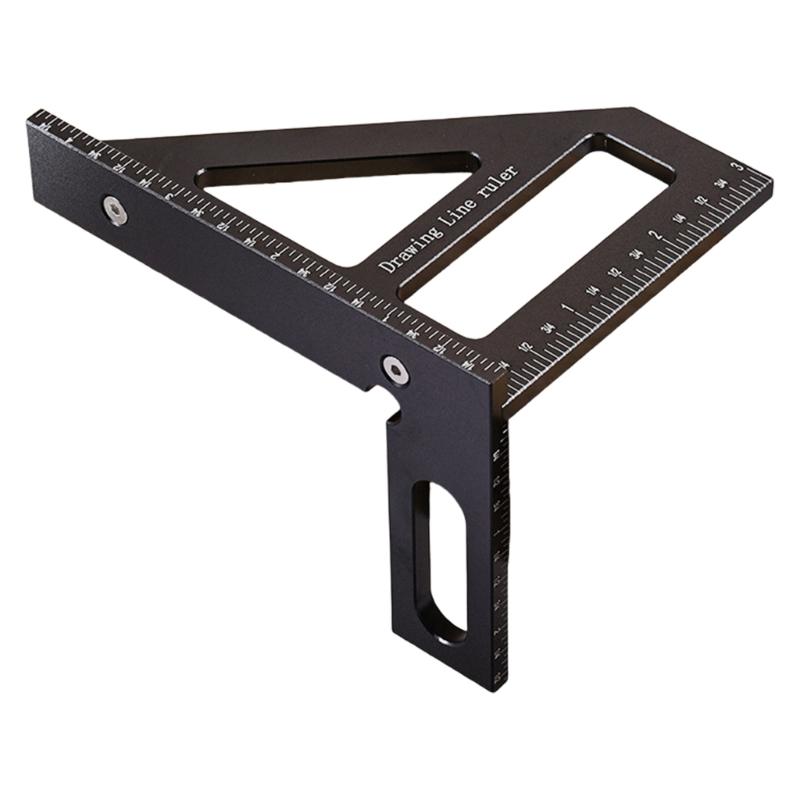 652F Double Scale Aluminum Triangles Ruler Square Angles Finders 45 90 Degree for Carpentry Woodworking Accurate Measurements