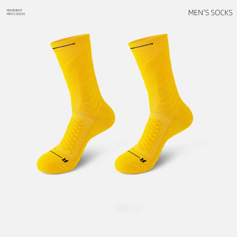

Мужские элитные высокие баскетбольные носки, средней длины, утолщенная махровая подошва для бега и тренировок One Size жёлтый