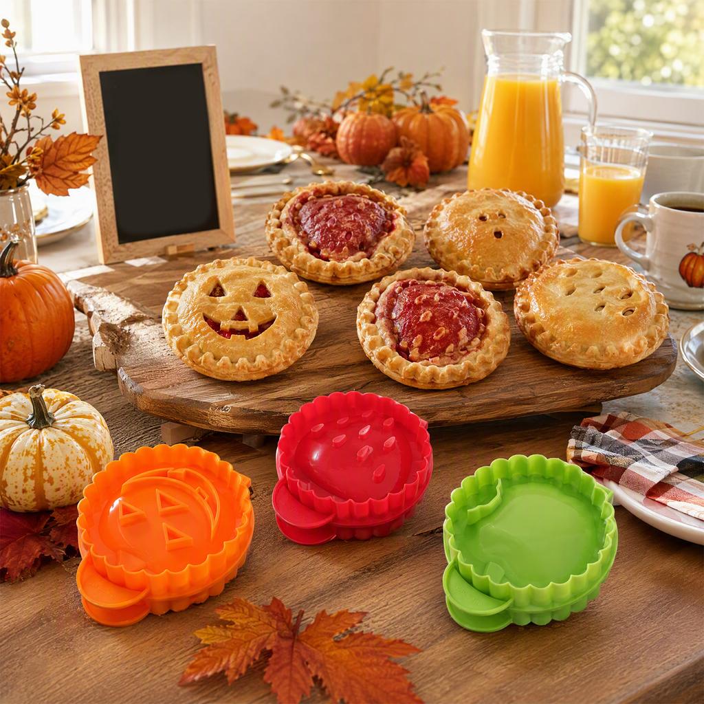 Halloween Mini Hand Pie Maker Moulds Pie Cutter Sealer Pocket Pastry Press Fall Baking Tool 3 Pcs for Party
