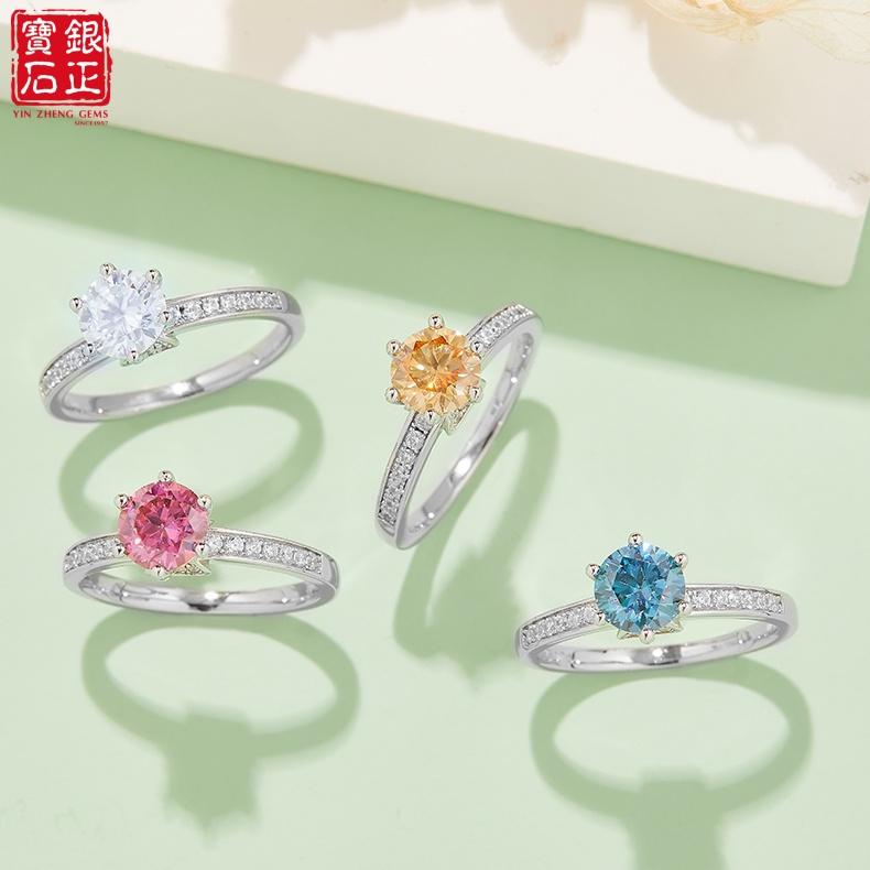 Straight Shank 4-Prong S925 Sterling Silver Rhodium Plated 1CT Brilliant Cut D Color Moissanite Classic Engagement Women's Ring