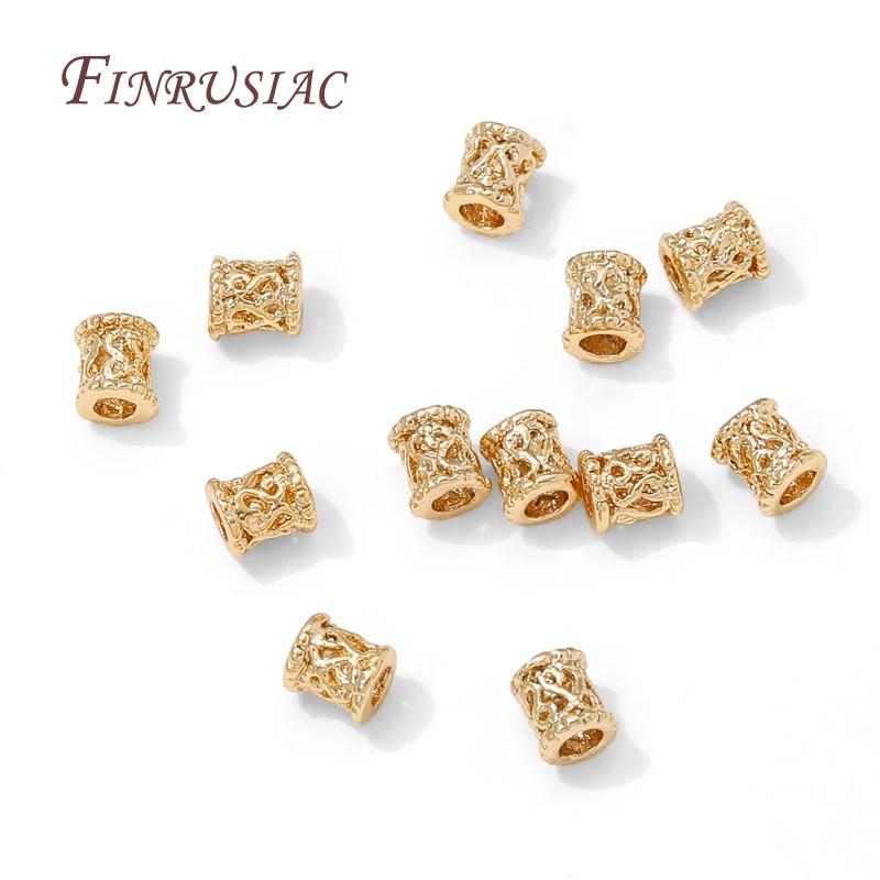 18K Gold Plated Brass Barrel Bead For Bracelets,Accessories For Beads,Metal Separator Beads,DIY Jewelry Making Supplies