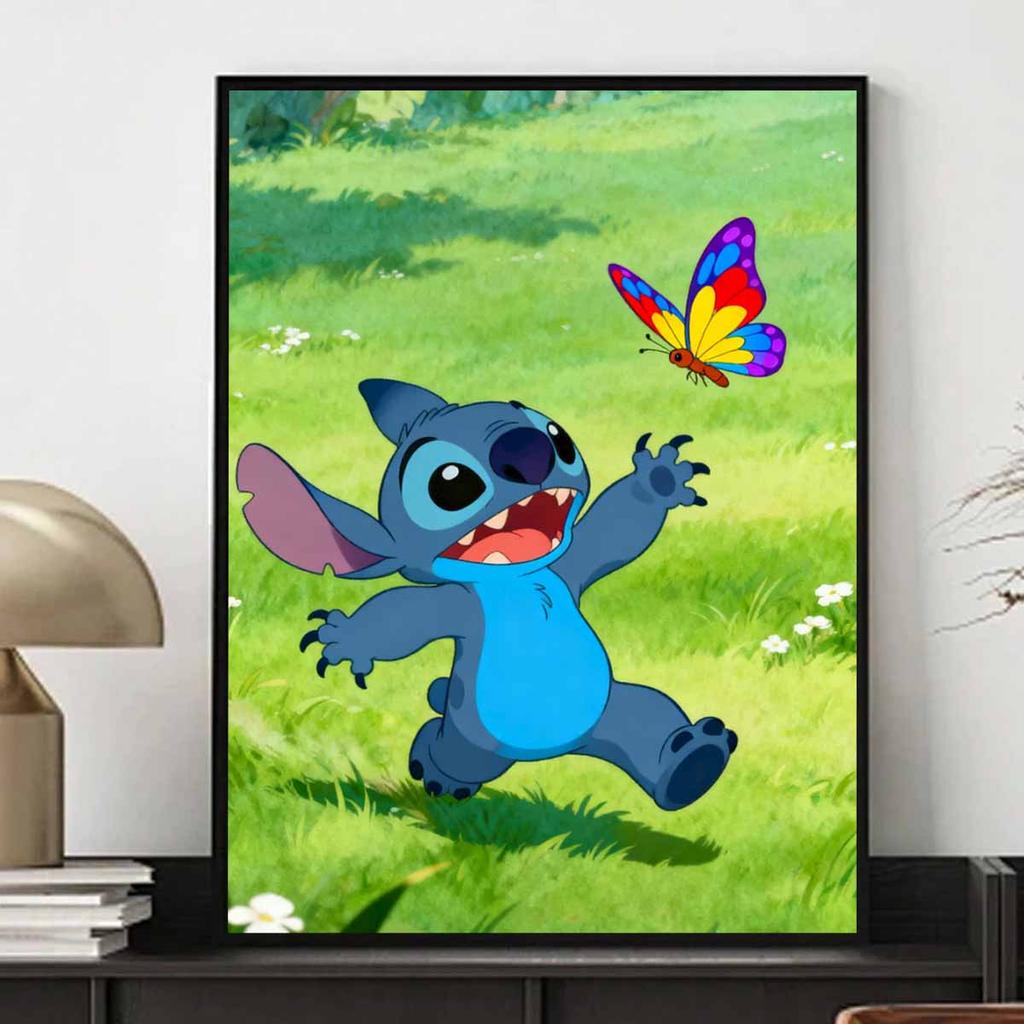 Disney Stitch and Butterfly Diamond Art Painting Kit 5D Handmade Diy Diamond Painting, Home Wall Decoration