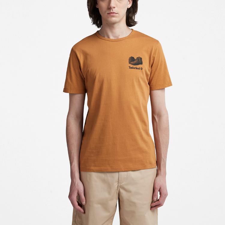 Timberland Ss22 Logo Round Neck Cotton Short Sleeve T-Shirt Men Tops Brown A61PH-P47