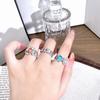 Delicate Colored Treasure Rose Micro-Inlaid Zircon Light Luxury Open Ring Female Niche Design Chain High-End Ring Female