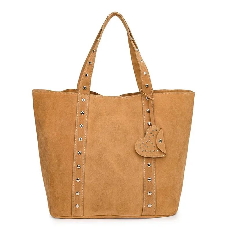 

Fashi Solid Color Suede Sewing Thread Sweet Women s Tote Bags 2026 Versatile Commute Simplicity Single Shoulder Bags коричневий