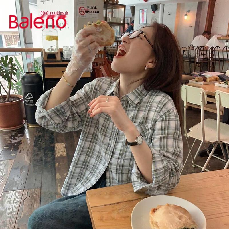 Baleno Women s Classic Plaid Loose Fit Shirt S