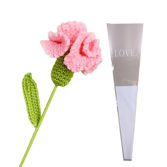 Knitted Carnation Hand-made Flower with Wool Hand Crocheting Artificial Packing Bag Home Decor